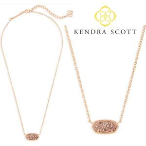 NWT Kendra Scott Elisa Rose Gold Pendant in Rose Gold Drusy